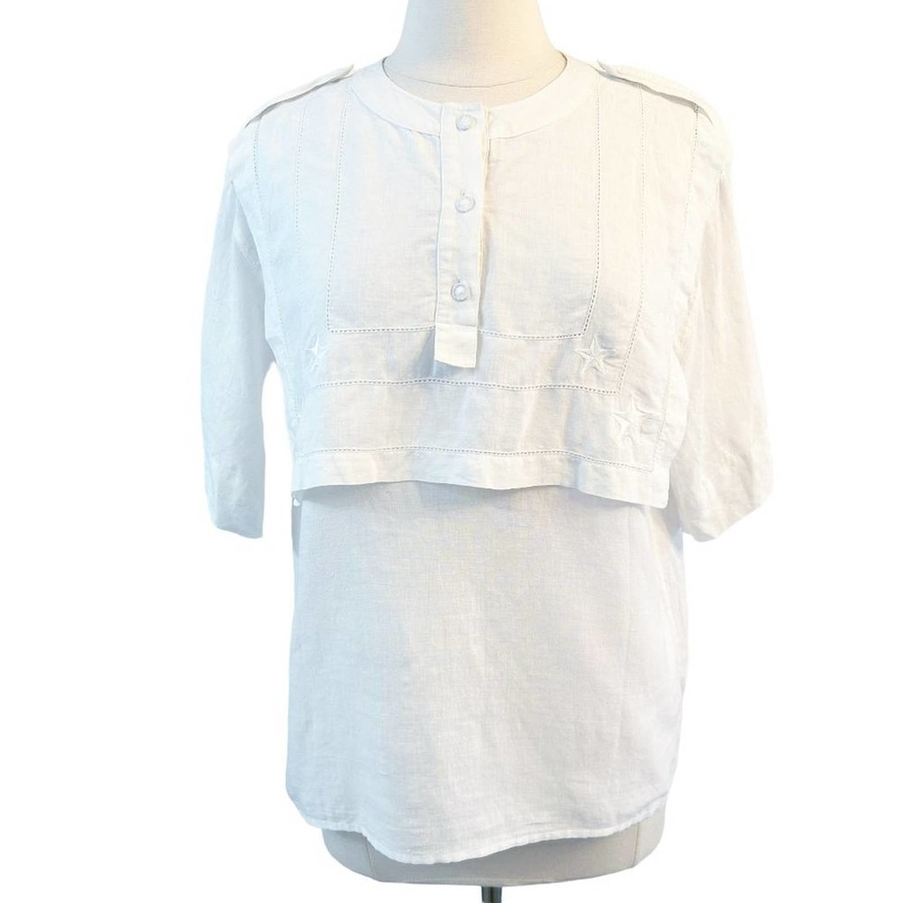 Vintage ESCADA Embroidered Linen Blend Blouse M